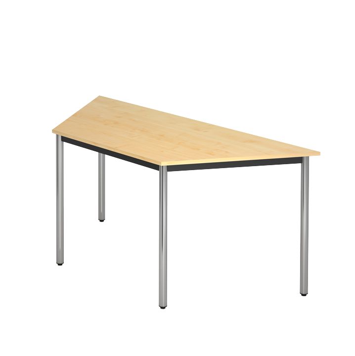 Tisch D-Serie, Fuß rund, Trapez 160 x 69 cm, Chrom/4 Dekore